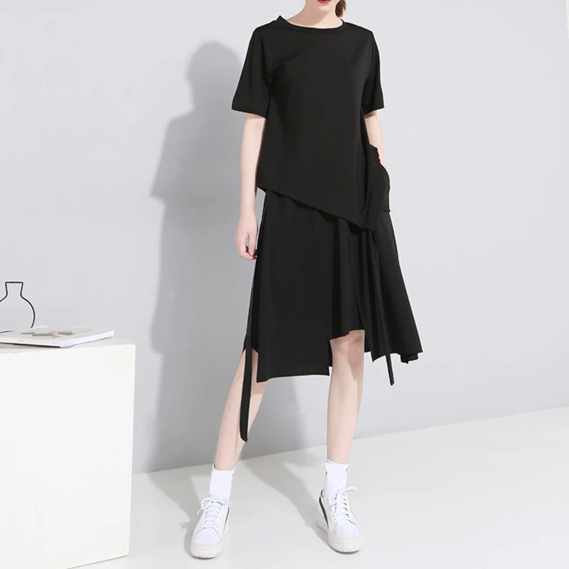 TWOTWINSTYLE юбка с лентами для женщин Лоскутная Высокая талия эластичные