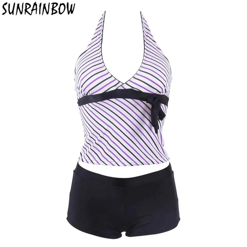 

SUNRAINBOW High Waist Swimsuit 2019 Bikinis Women Swimwear Print Colorful Vintage Bandage Bikini Set Beach Bathing Suits Swim