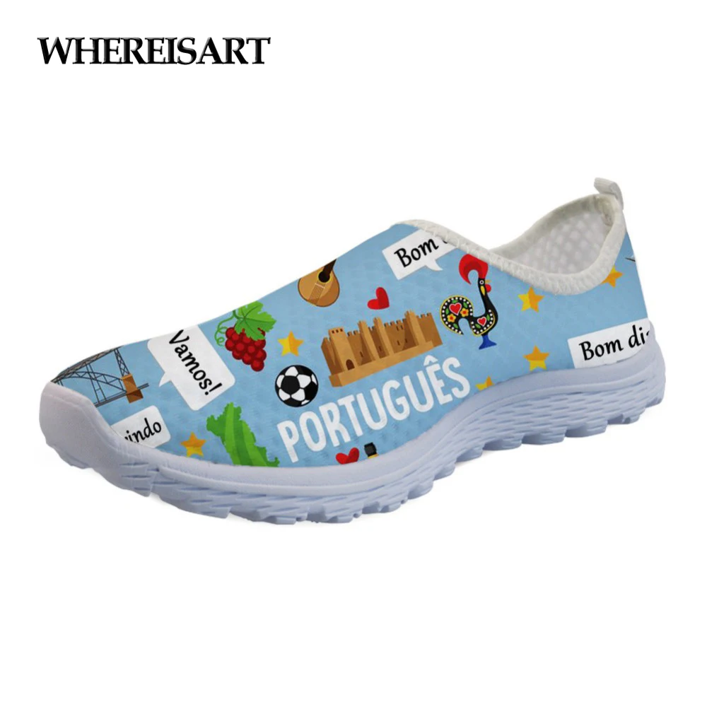 

WHEREISART Flats Shoes Women Spring 2019 Casual Sneakers Cartoon Russian Language Print Comfortable Mesh Light Shoes for Girls