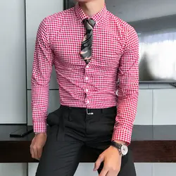 XMY3DWX новый продукт 2018 Мужская мода slim Fit для отдыха из чистого хлопка сетки Рубашки/мужской полноценно лацкан бизнес длинные рубашка с