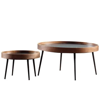 

76cm+50cm Round Plywood Edge Coffee Table / Black or Golden Legs / 2pcs Pack of Big 40cm High and Small 33cm High