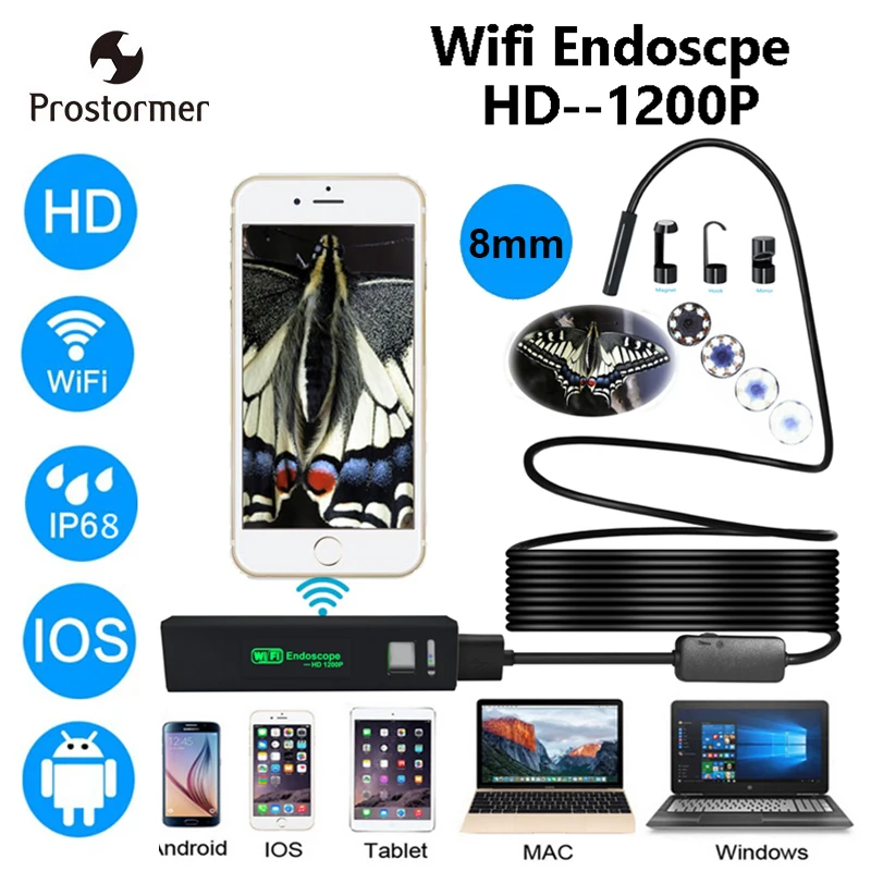 Prostormer HD Wifi Endoscope Camera iOS Wifi Camera Android Iphone Borescope Camera Endoscopic Semi Rigid Borescope Camera