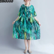 DIMANAF Для женщин летнее платье шифон плюс Размеры 2018 перспектива Мода женские пляжные женские Vestidos Костюмы Повседневное зеленое платье 4XL