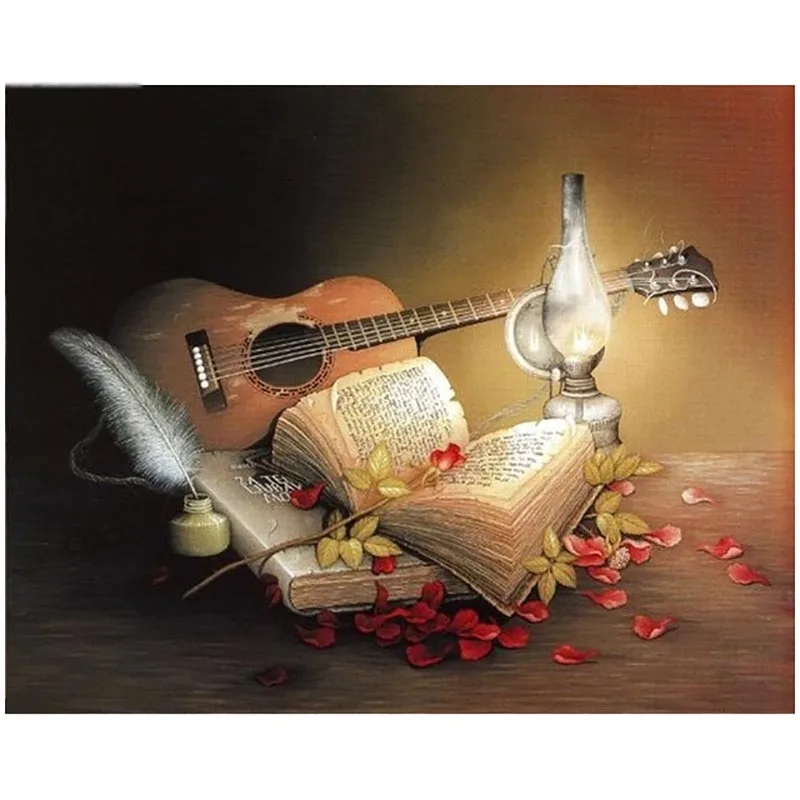 

Handmade 5d Full Square Books And Music DIY Diamond Painting Canvas Cross Stitch Picture Embroidery Mosaic Wall Art Home Decor