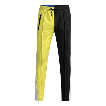 

Cotton Elastic Waist Straight Pant Fashion Men's Casual Loose Patchwork Color Sweatpant Trousers Patchwork c0313