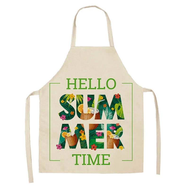 1 Pcs Cotton Linen Pineapple Pattern Kitchen Aprons for Woman Aprons Kitchen Cooking Baking Restaurant Cooking Sleeveless Aprons