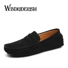 WINDRIDERISM Nuevos Hombres Holgazanes Planos Del Cuero Genuino Hombres de Moda Casual Zapatos Mocasines de Ante de la Calidad de Conducción Zapatos hombre