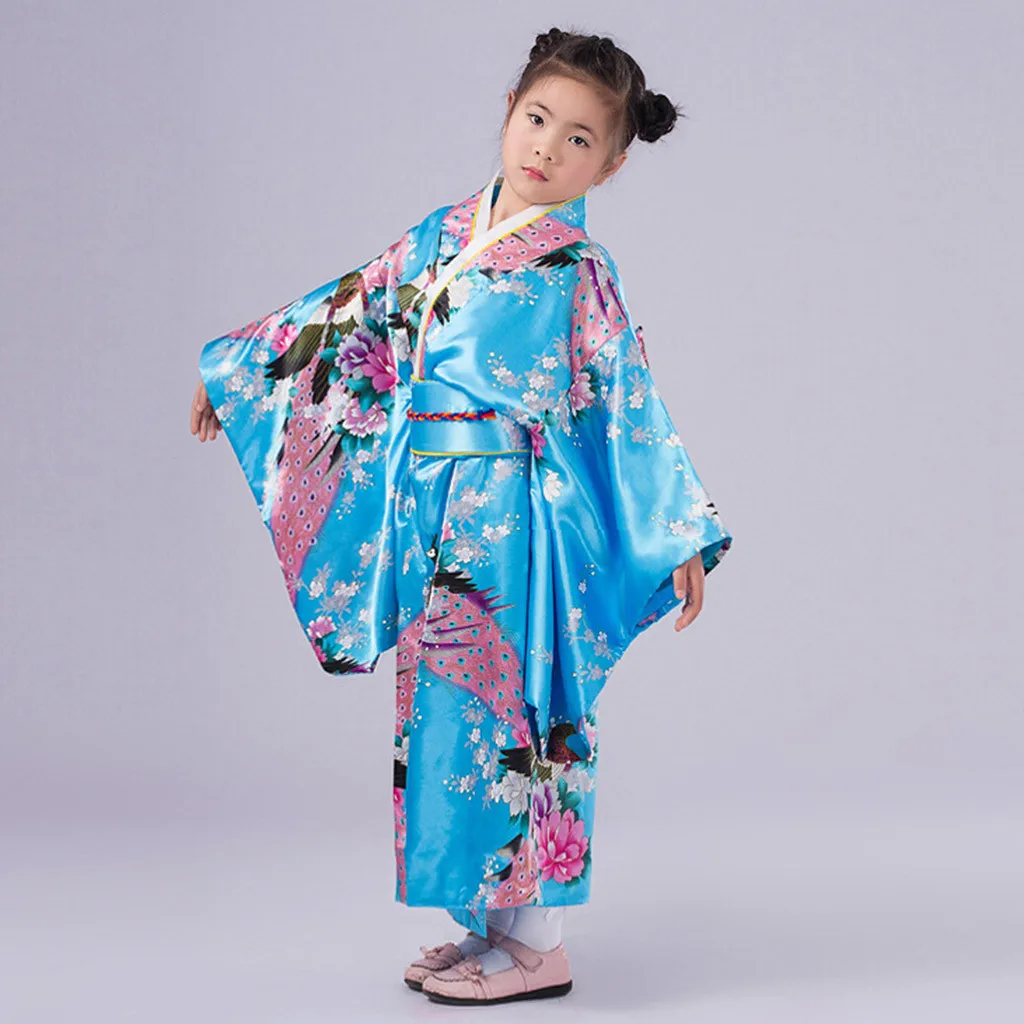 Girl Dress Toddler Kid Baby Girls Outfits Clothes Kimono Robe Japanese Traditional Costume Girls Stage performance Clothing M50