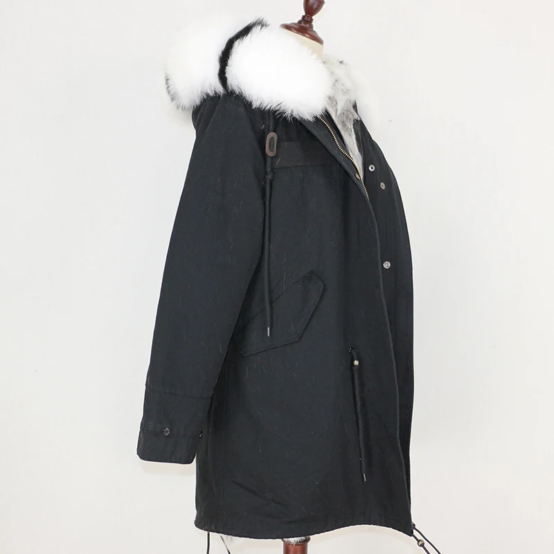 OFTBUY, зимняя женская куртка, пальто из натурального меха, длинная парка, воротник из натурального меха енота, подкладка из кроличьего меха, Толстая теплая уличная одежда, новинка