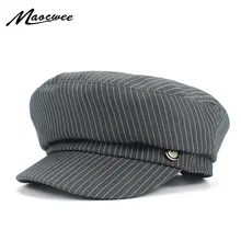 Весенняя женская клетчатая армейские кепки, повседневная плоская кепка Newsboy, модная полосатая шапка, черный, красный цвет, Студенческая мягкая теплая армейская тонкая Кепка