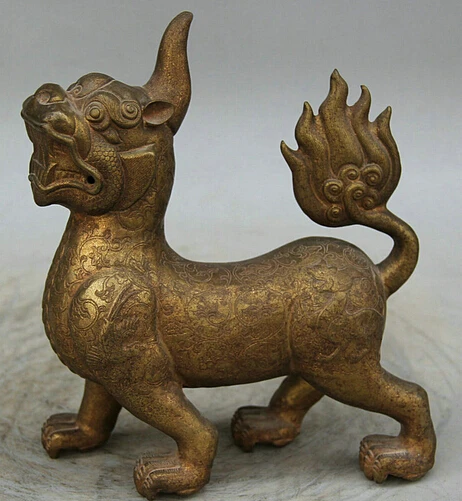

0524 Old Copper Phoneix Robe Pixiu unicorn Dragon Beast sculpture Statue