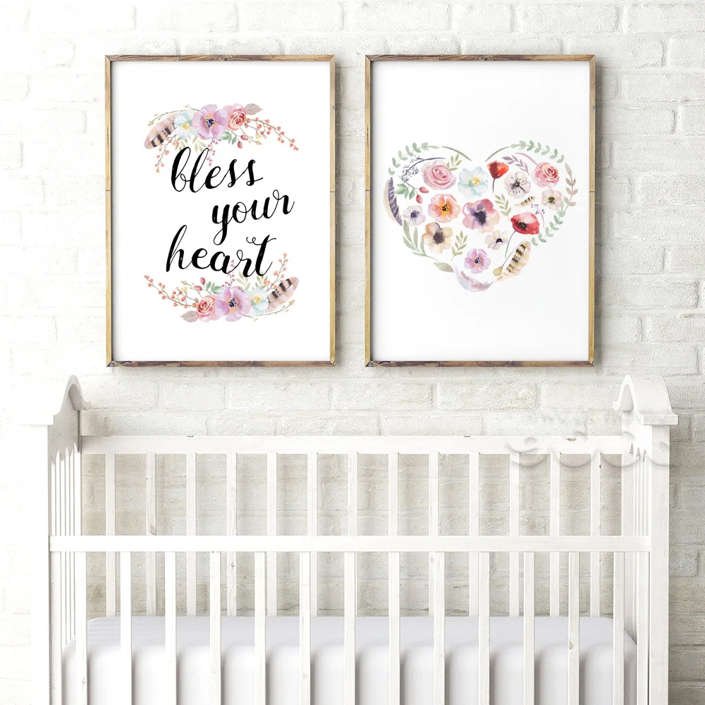 

Bible Verse Canvas Art print Poster, Wall Decoration Nursery Bible Verse, Flowers Wall Picture CM028-2