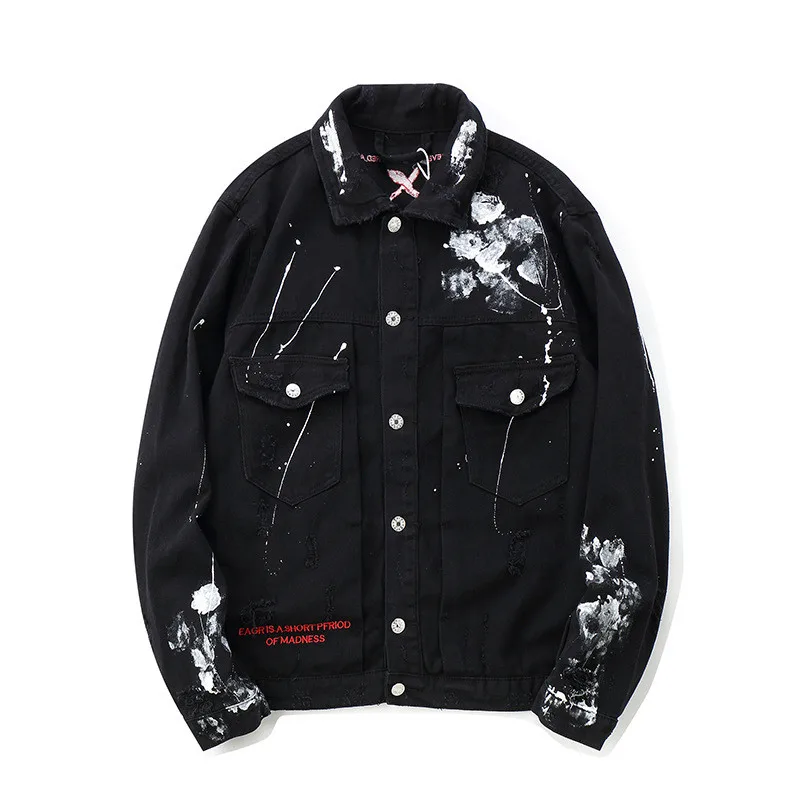 Graffiti Appliques denim jacket men hip hop streetwear Art Gone Mad printed jeans jacket rapper rock fashion brand jacket coats Graffiti Appliques denim jacket men hip hop streetwear Art Gone Mad printed jeans jacket rapper rock fashion brand jacket coats