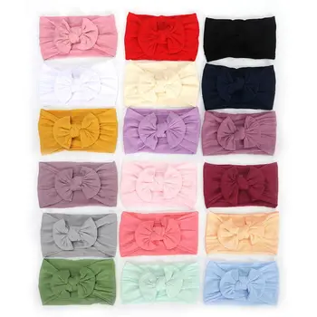 

Baby Girls Wide Nylon Bow Headband Knot Head Wraps One Size Fits Most 18 Colors