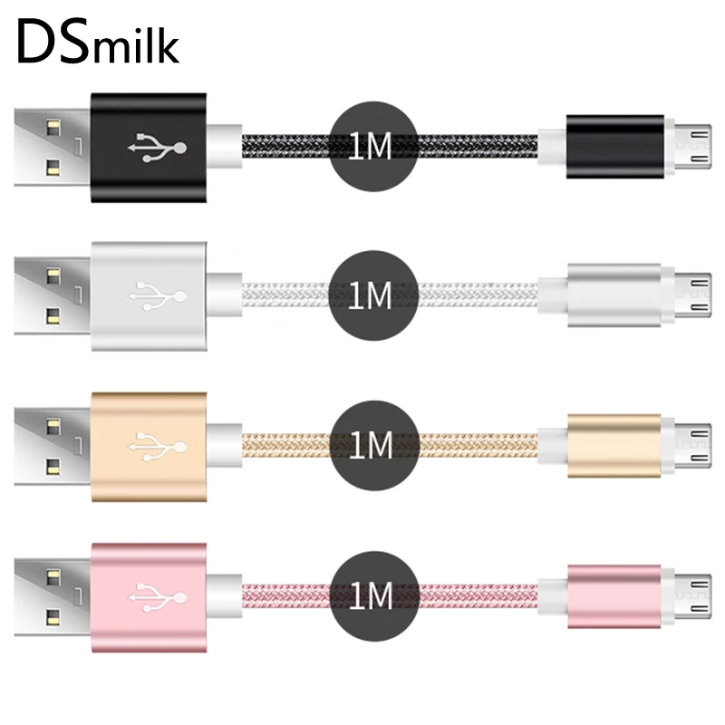 DSmilk Micro USB кабель для samsung XiaoMi huawei 5 V/2.1A быстрое зарядное устройство Дата