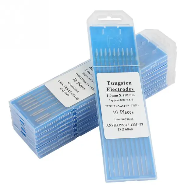10Pcs Pure Tungsten Electrodes WP Green Tip 1.0/1.6/2.0/2.4/3.2mm for AC Tig Welding