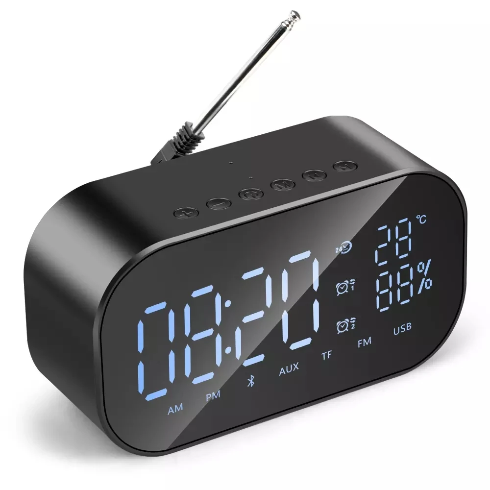 Q9 Bluetooth Speaker LED Alarm Clock With FM Radio AUX TF Portable Wireless Speaker Outdoor Music Player Mirror Surface Altavoz (9)