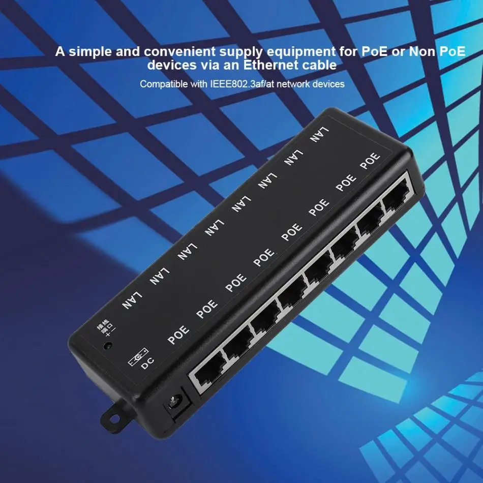 DC12V-48V 8 интерфейсов Пассивный PoE адаптер питания через Ethernet POE модуль питания инжектор