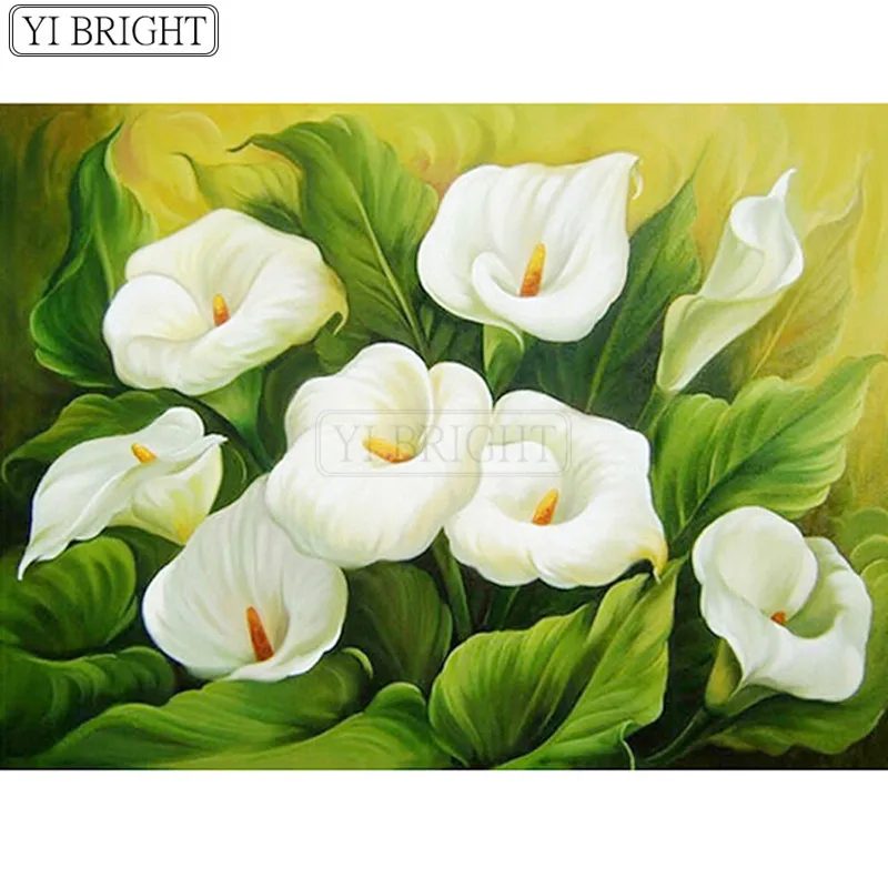 white-flowers-Diamond-Mazayka-DIY-5D-Diamond-Painting-Embroidery-Patterns-Rhinestones-Mosaic-needlework-3D-Full-bead LK1 | Дом и сад