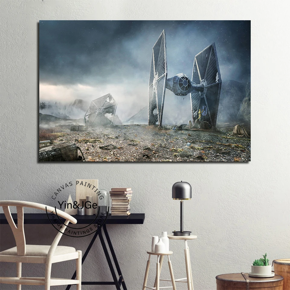

Home Decoration Canvas Painting Star Wars Movie Landscape Printed Wall Artwork Modular Poster HD Pictures For Living Room Frames