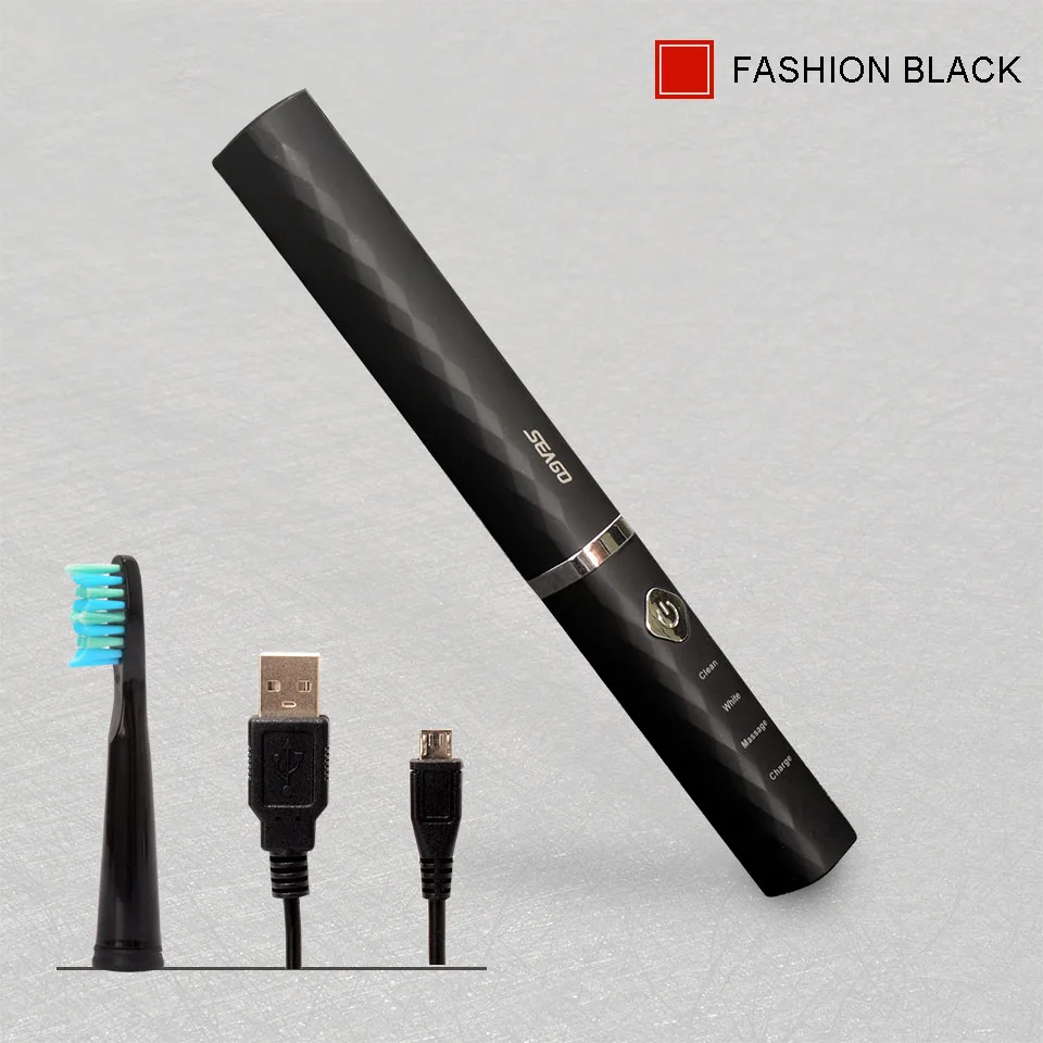 Высокое качество электрическая зубная щетка чистое отбеливание зубов переносная электрическая зубная щетка модный дизайн умный чип перезаряжаемый - Цвет: Fashion Black