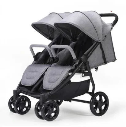 

Twin baby stroller high landscape can sit reclining foldable four wheel shock double trolley