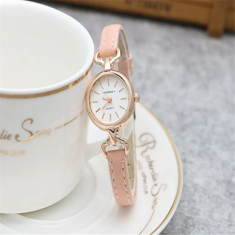 

New Gogoey brand rose gold case thin leather watches women ladies Dress Quartz Wrist Watch Relojes Mujer go4407