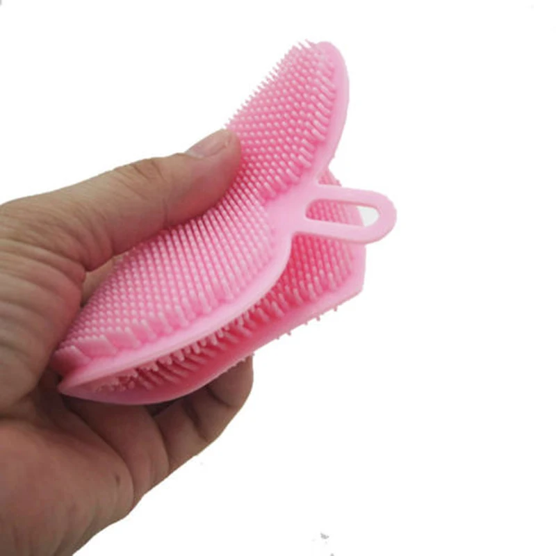 Silicone Heart Dish Washing Sponge Scrubber Kitchen Cleaning Mat Brush