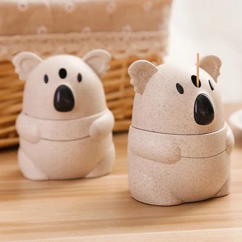 

Creative cartoon koala toothpick holder manual pressing automatic toothpick box home cute living room toothpick jar