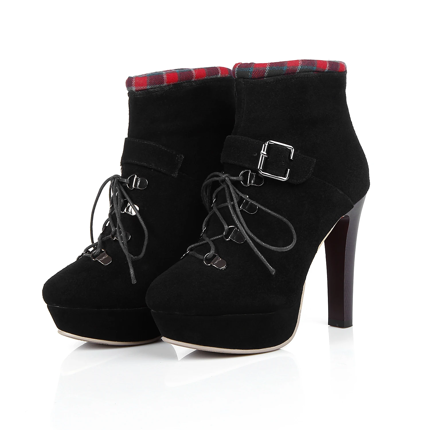 

European and American temperament matte cow flip skin waterproof platform high heel boots women with Martin boots 98668