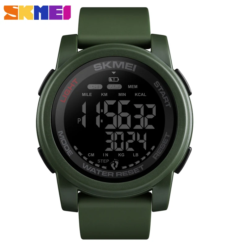 SKMEI 2 Time Mileage Watches Mens Calorie Distance Digital Sport Wrist Watch For Men Pedometer Data Clock relogio masculino 1469 