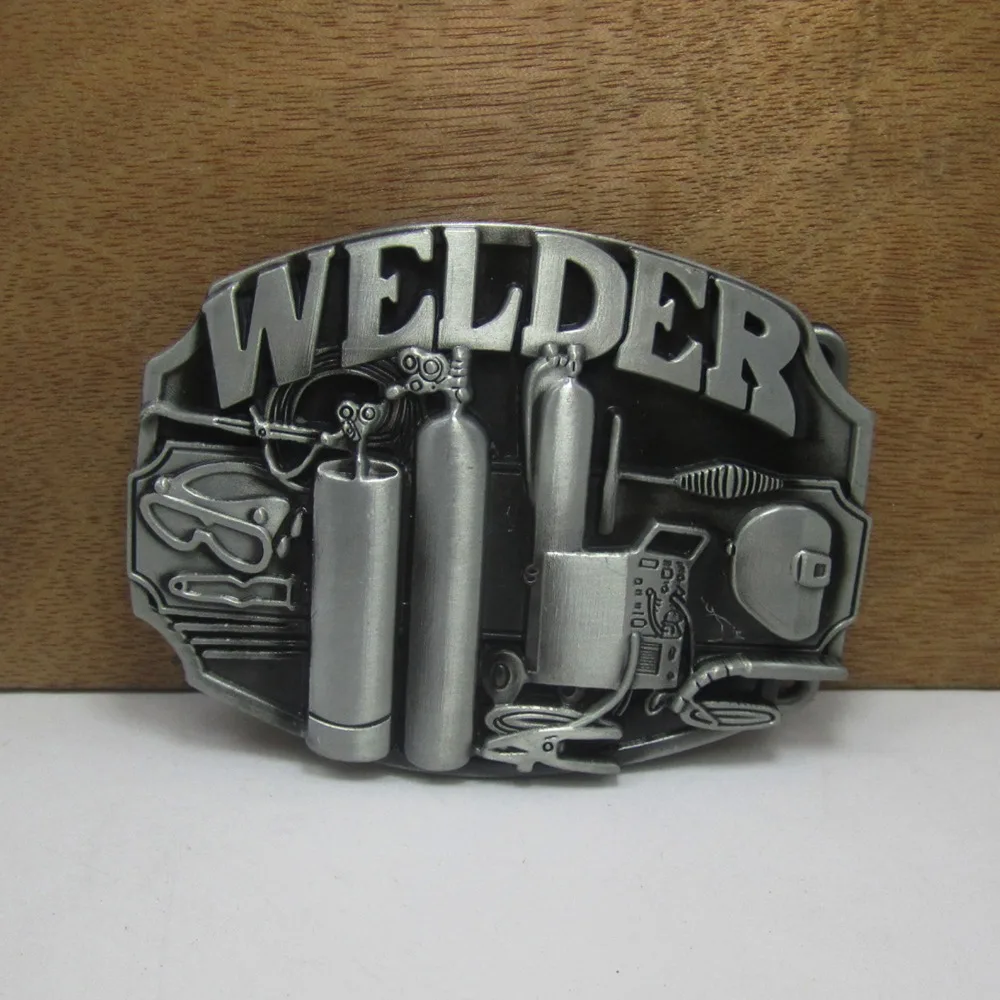 

BuckleClub retro western welder jeans gift belt buckle FP-02228 pewter finish for men 4cm width loop drop shipping