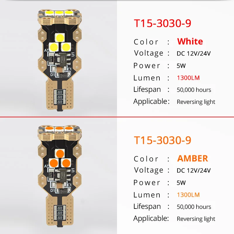 NAO W16W T15 светодиодный светильник CANBUS без ошибок супер яркий Обратный светильник W16W 1300LM Янтарный 5 Вт 3030 Белый 12 в 24 в авто стоп-сигнал
