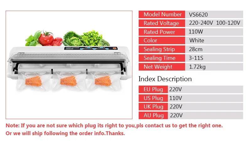Вакуумная упаковочная машина с вакуумными пакетами, вакуумная упаковочная машина для хранения продуктов питания с вилкой европейского стандарта