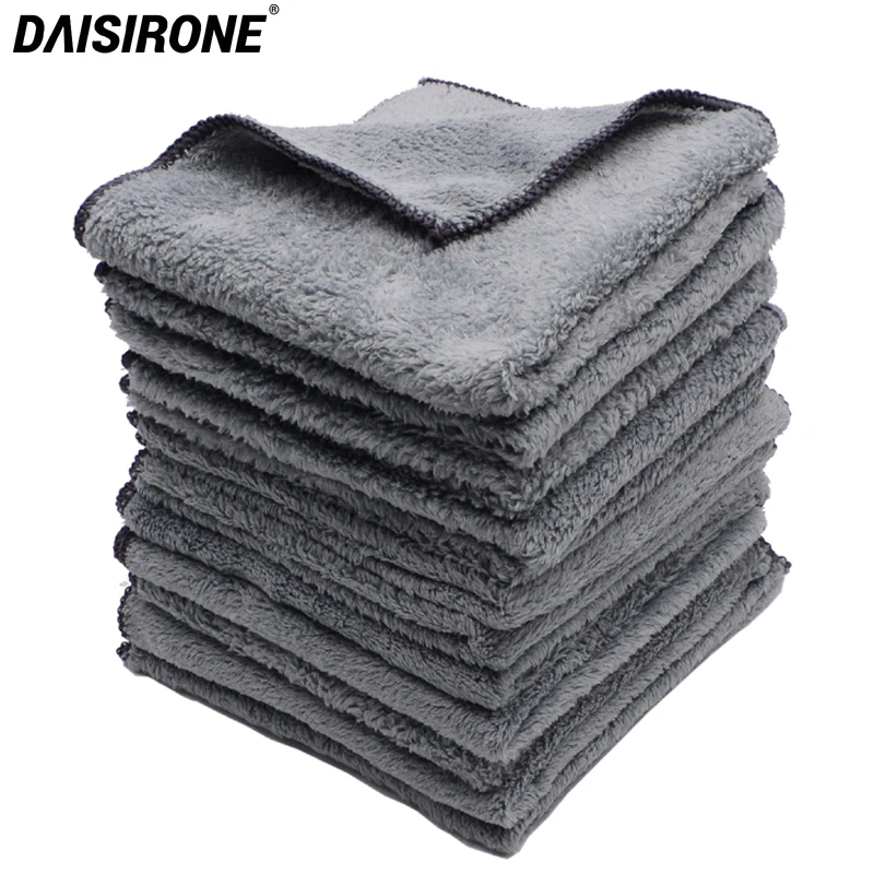 12PCS 35 35cm Microfiber Coral Velvet Plush Microfiber Car Cleaning Cloths Car Care Wax Polishing Detailing