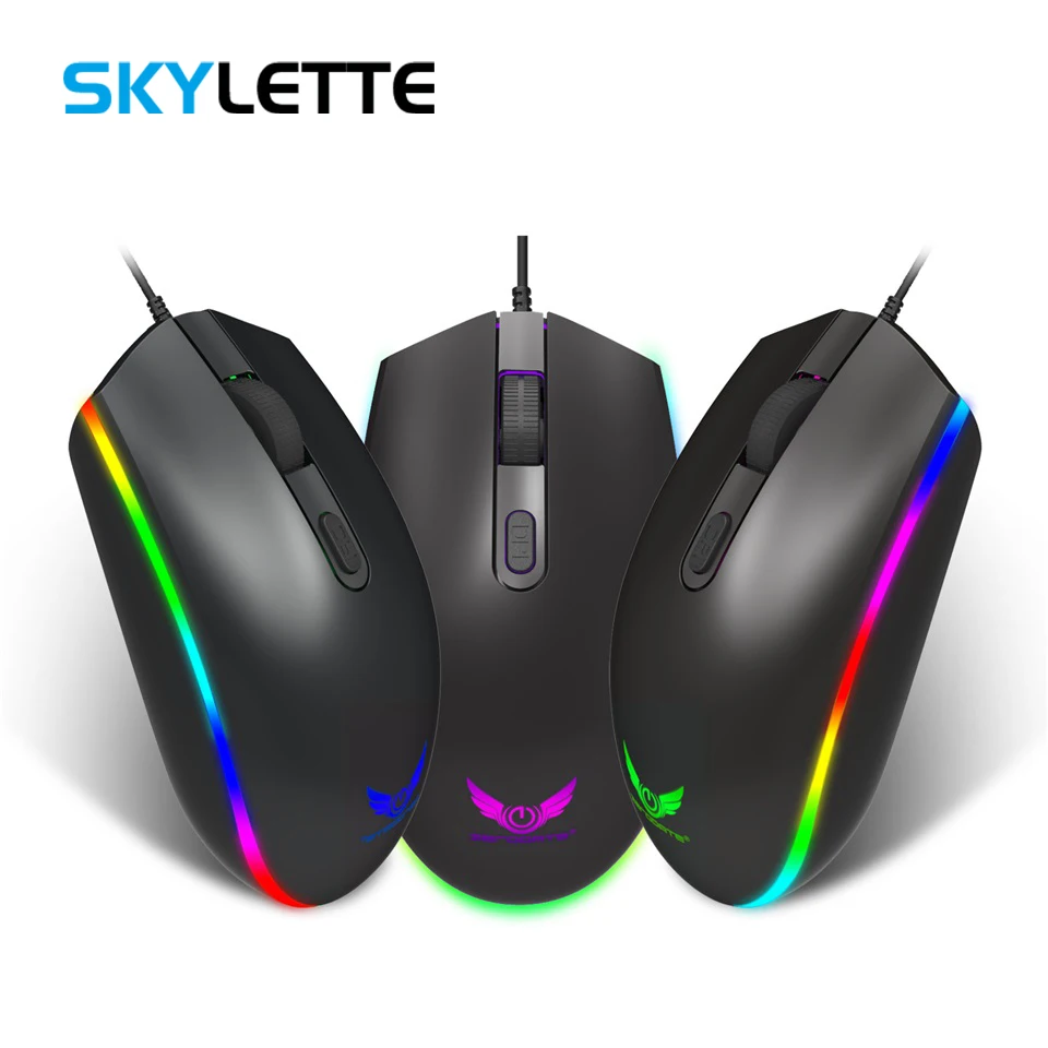 

LED Flash Gaming Mouse 1600 DPI 3 Level Adjustable 1.45m USB Cable Ergonomics RGB Mouse For Desktop Laptop Gamer Office Mice
