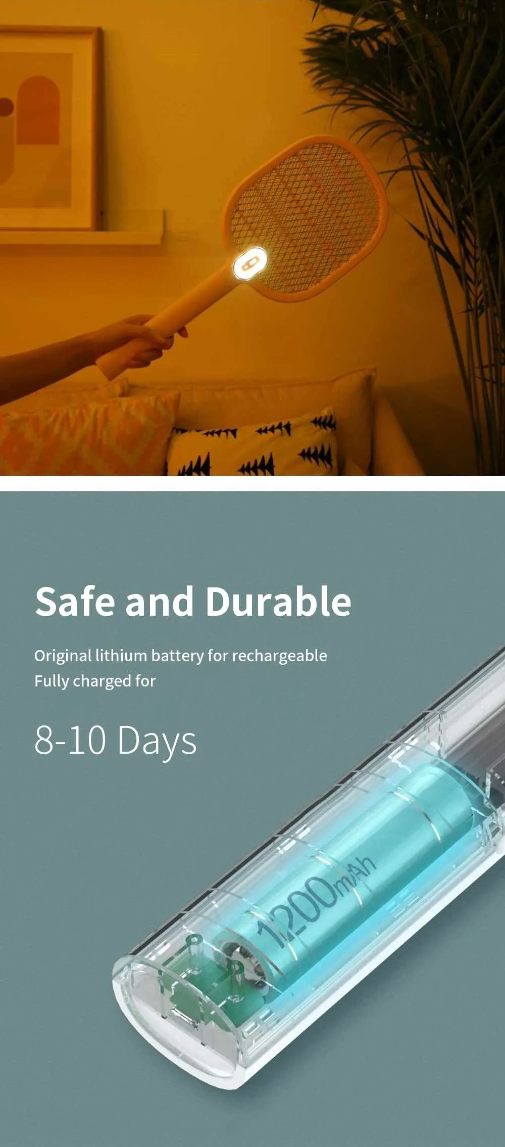Xiaomi 3life электрическая ловушка для комаров перезаряжаемая светодиодная электрическая насекомое ошибка муха москитный диспеллер убийца ракетка 3-слойная сетка