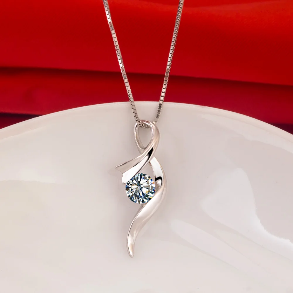 Тест Положительный создан 5 мм 0.5Ct каждый G H Moissanite алмазный кулон ожерелье