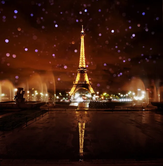 10x10FT Dark Sky Night Glitter Eiffel Tower Spring Square Downtown