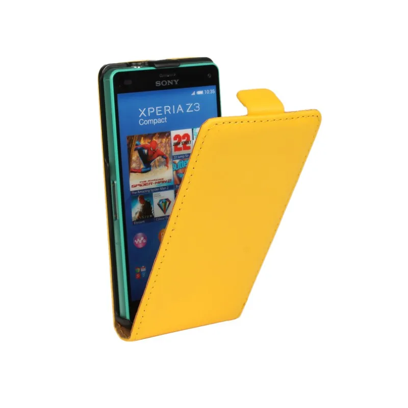 Для sony Xperia Z3 компактный чехол-книжка для sony Z3 Compact Coque D5803 D5833 ультратонкий кожаный чехол-кошелек Funda Capa Etui - Цвет: Цвет: желтый