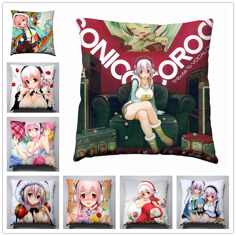 Чехол для подушки с аниме SONICOMI Super Sonico 40x40 см декоративный чехол на заказ