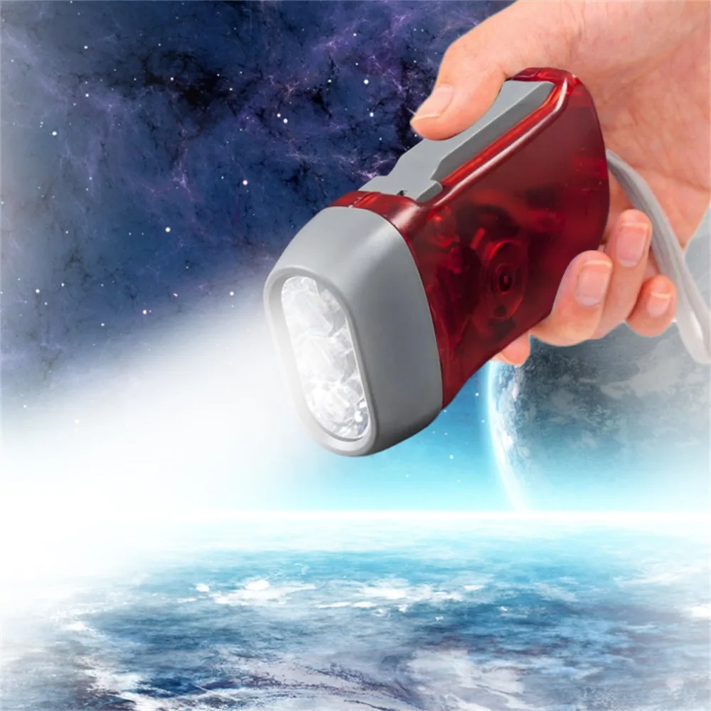 

Worldwide 1pcsarrival 3 LED Dynamo Wind up emergency Flashlight NR Torch Light Camping