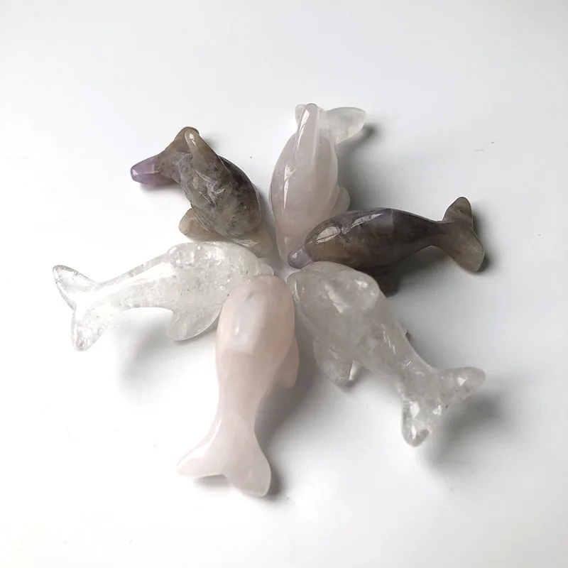 

Small-size Natural Crystal Rose Quartz Dolphin Shape Pendant Divination Lucky Stone For Spiritual Healing Or Decoration FYY