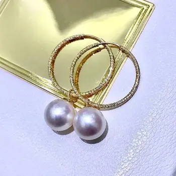 

charming 10-11mm south sea round white pearl earring 18k