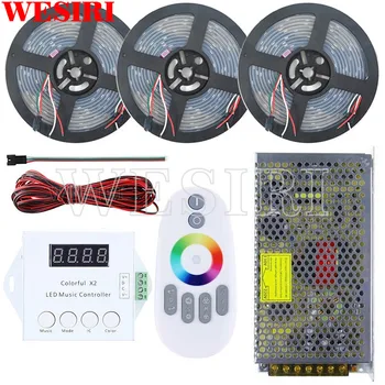 

DC5V 5m/10m/15m 300leds WS2812B Individually Addressable LED Pixel Strip Waterproof+Remote Music Controller+Power Supply Kit