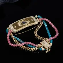 Ins-APM April, бренд, 925 Чистое серебро, инкрустированный сверло, счастливые глаза, красочный браслет для женщин, художники, струны