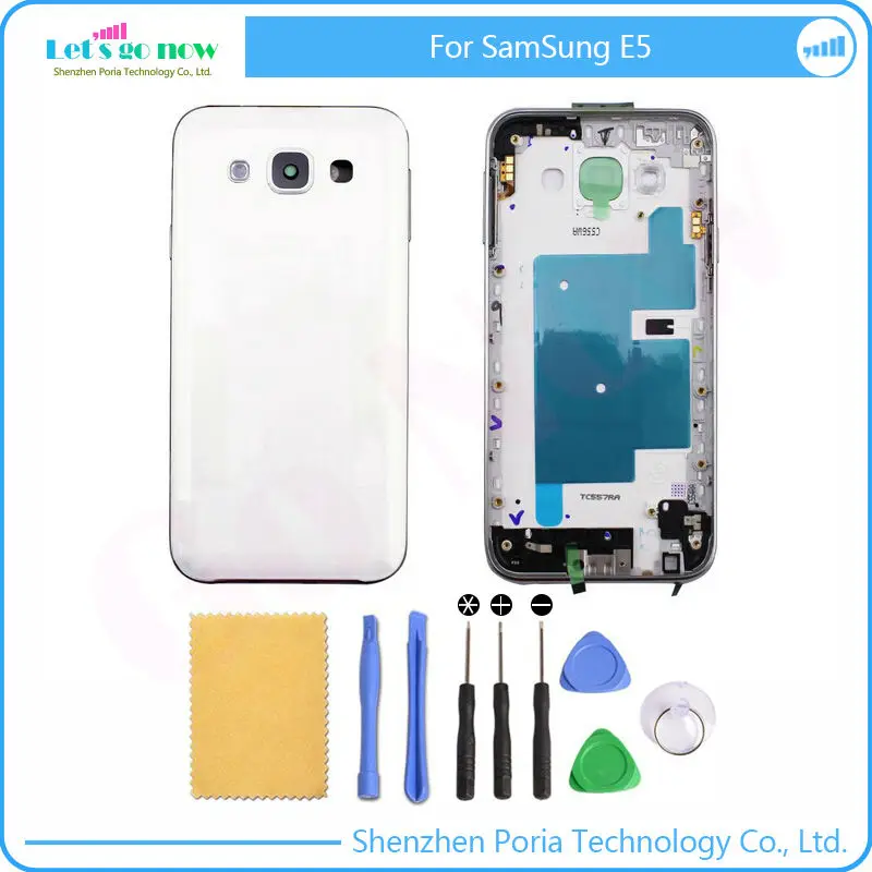 

FLPORIA Full Housing For Samsung Galaxy E5 E500 SM-E500F Middle Frame+Battery Back Cover With Free Tools