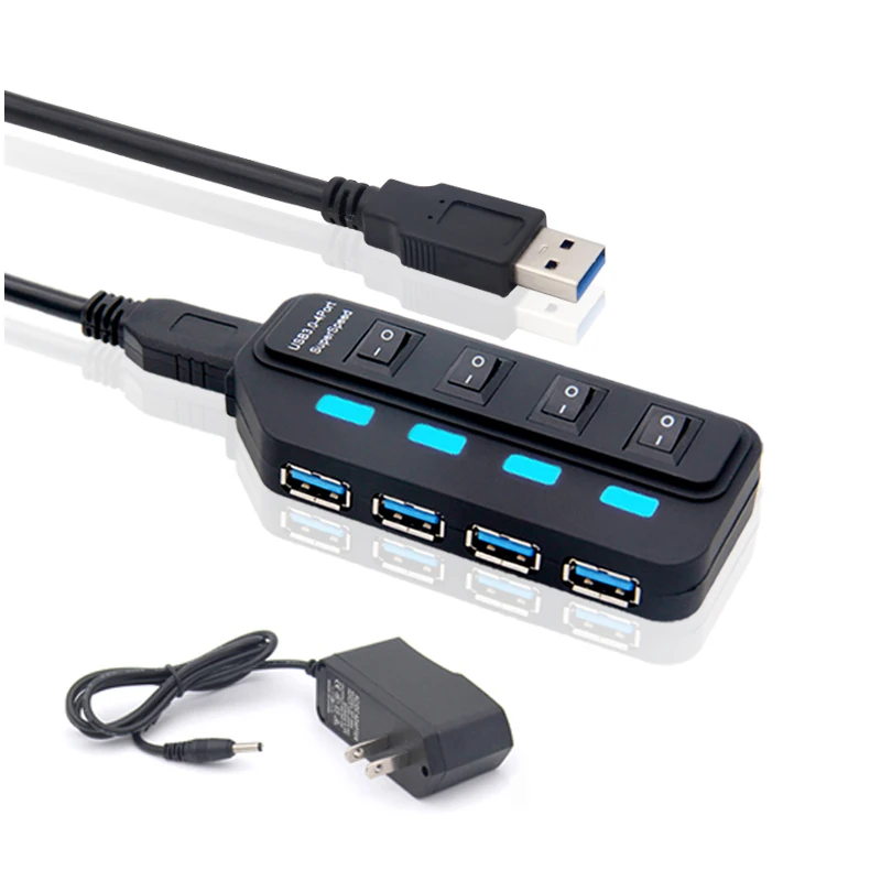 4 Ports USB 3.0 HUB SuperSpeed 5Gbps External USB3.0 Splitter for Apple Macbook Air Laptop with 4 Switches