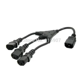 

10pcs/lot CY 20cm IEC C14 Male to 3 Three C13 Female Y Type Splitter Extension Cable