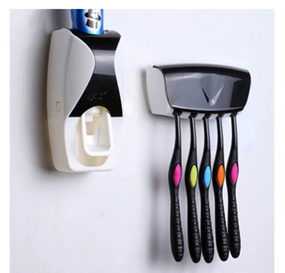 1 Набор 5 цветов Автоматический Дозатор зубной пасты в комплекте 5 настенная подставка для зубных щеток крепление Ванная комната принадлежности туалетные принадлежности